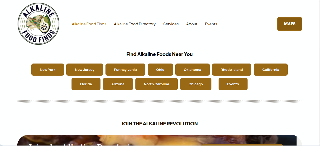 Captura de Alkaline Food Finds - Desarrollado por Código Cero