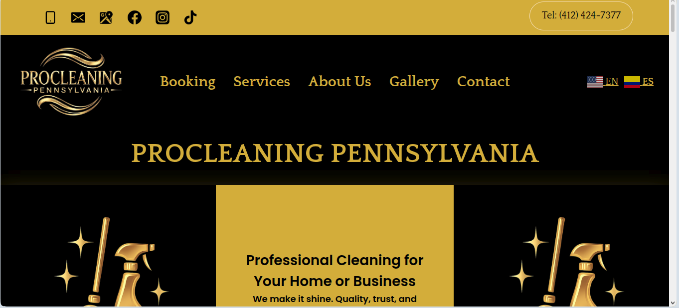 Captura de ProCleaning Pennsylvania - Desarrollado por Código Cero
