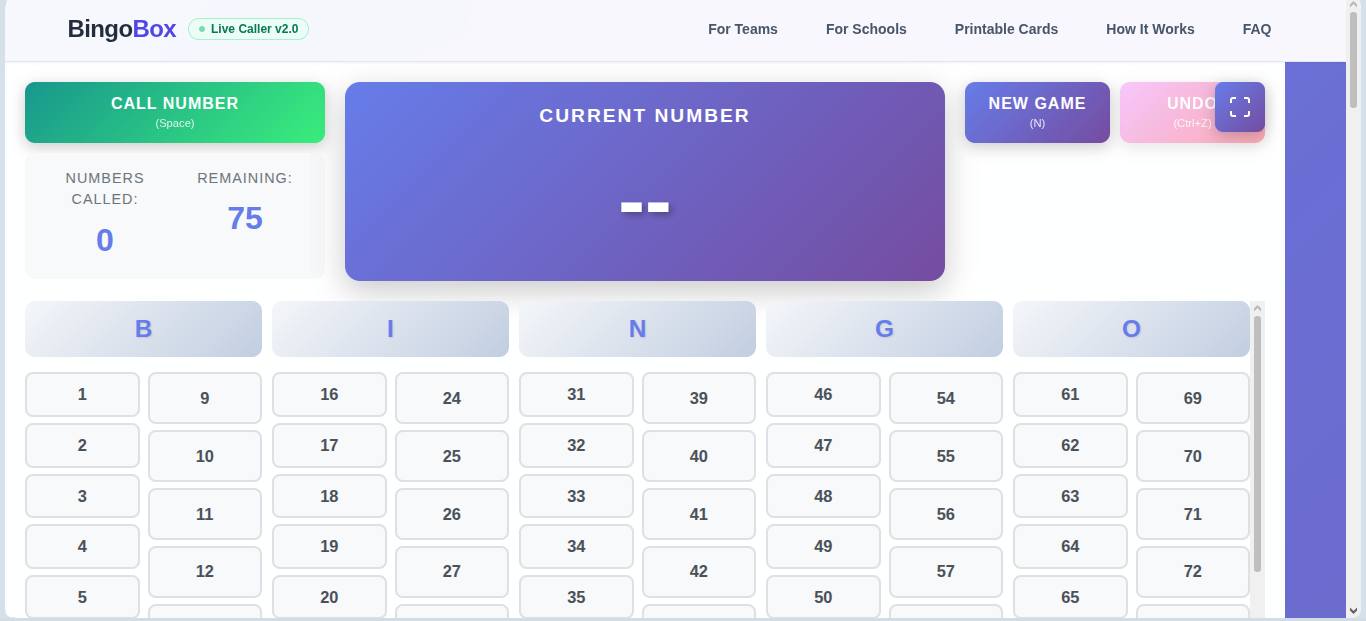 BingoBox.me Interface Preview
